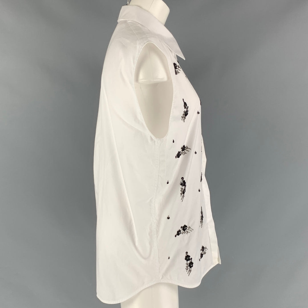 N°21 Size 2 White Black Sequined Hidden Placket Blouse