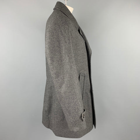 BURBERRY LONDON Size 44 Dark Gray Heather Wool / Polyamide Double Breasted Coat