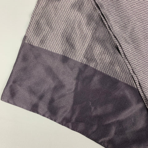 ERMENEGILDO ZEGNA Grey Black Zig-Zag Silk Satin Scarf