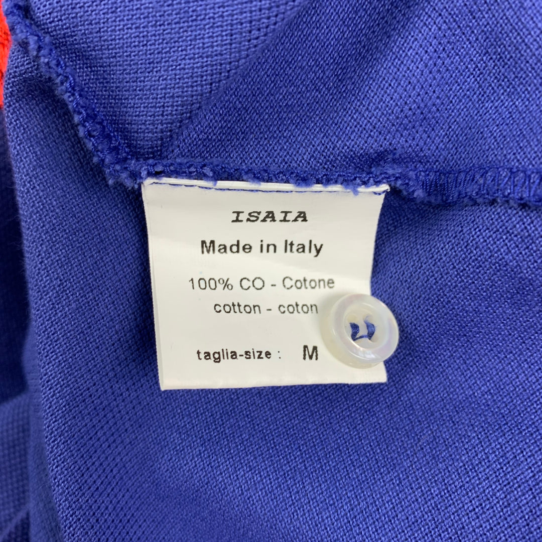 ISAIA Size M Blue Orange Embroidery Cotton Short Sleeve Polo