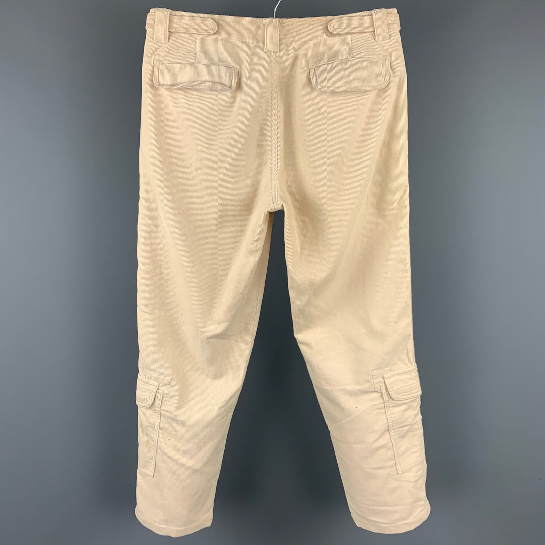 BRUNELLO CUCINELLI Size 30 Cream Corduroy Cargo Pockets Casual Pants