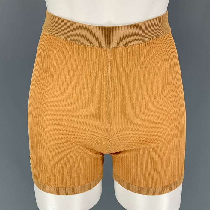 SAINT LAURENT Size S Beige Viscose Ribbed Cyclist Shorts