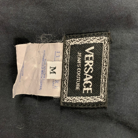 Vintage VERSACE JEANS COUTURE Size M Black Contrast Stitch Cotton Long Sleeve Shirt