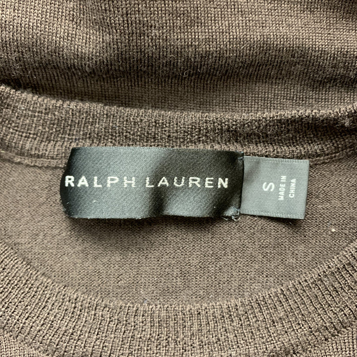 RALPH LAUREN Size S Dark Brown Merino Wool Crew-Neck Pullover
