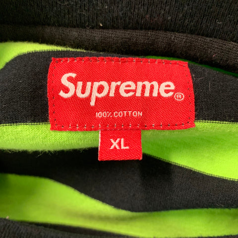 SUPREME Size XL Green Black Stripe Cotton Crew-Neck T-shirt