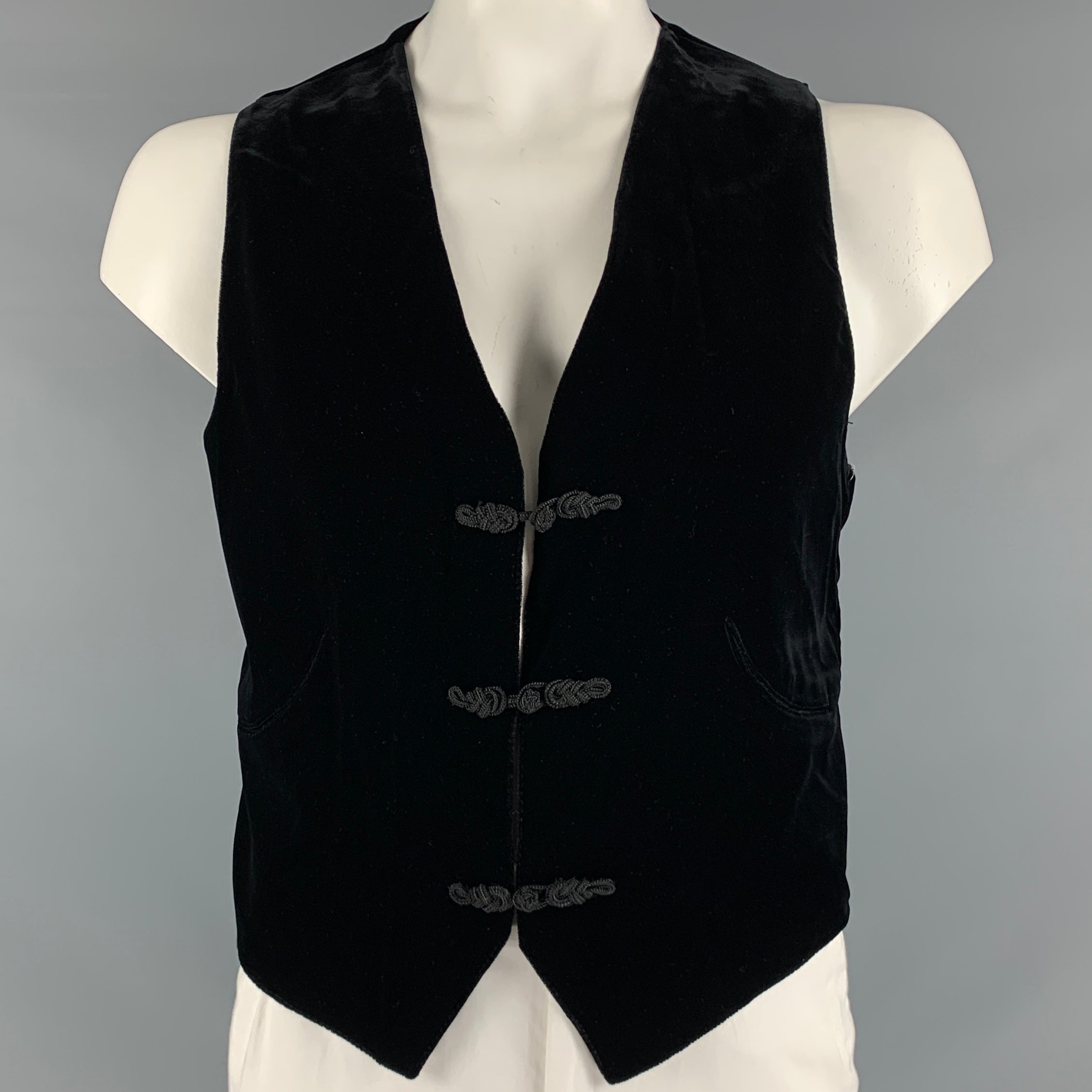 GIORGIO ARMANI Size 44 Black Velvet Viscose Blend Vest Sui