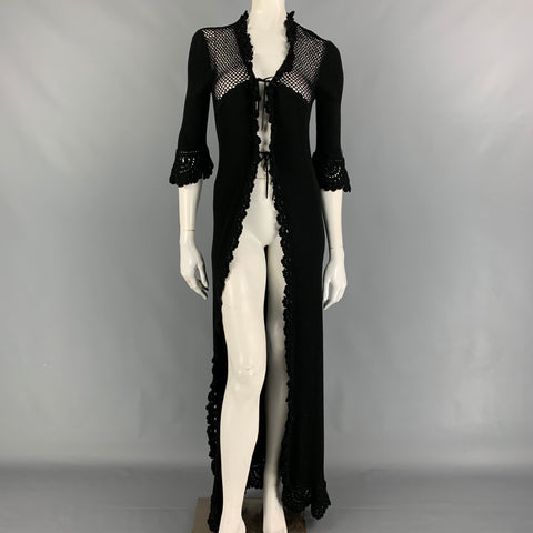 CHANEL 2003 Talla 10 Cárdigan largo de algodón de punto negro