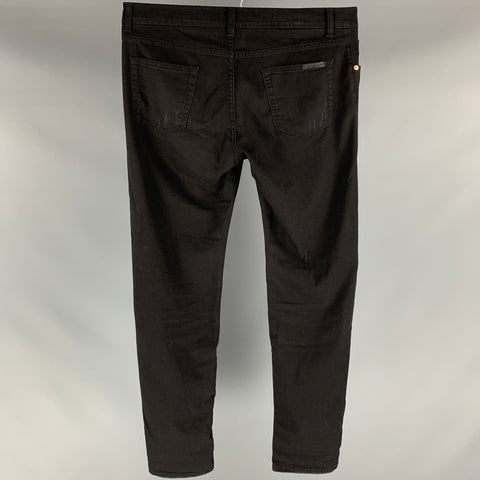 DOLCE & GABBANA Size 36 Black Distressed Cotton Elastane Zip Fly Jeans