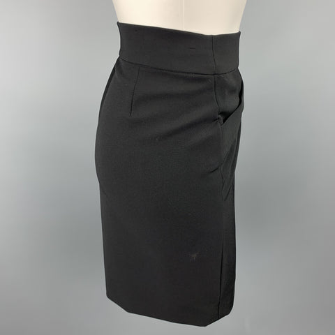 JIL SANDER Size 4 Black Twill Polyester A-Line Wrap Skirt