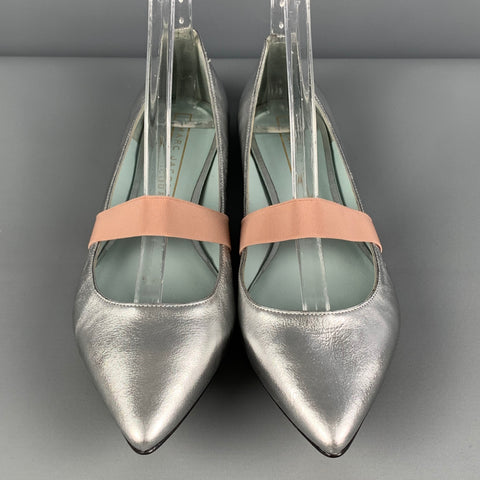 MARC JACOBS Zapatos planos Mary Jane de cuero plateado talla 8.5