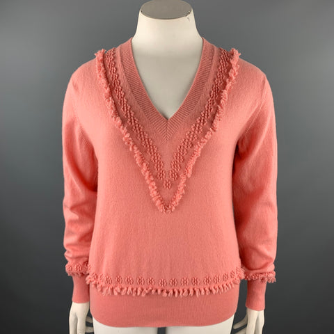 BARRIE Taille XL Pull en Cachemire Tricoté Rose Saumon