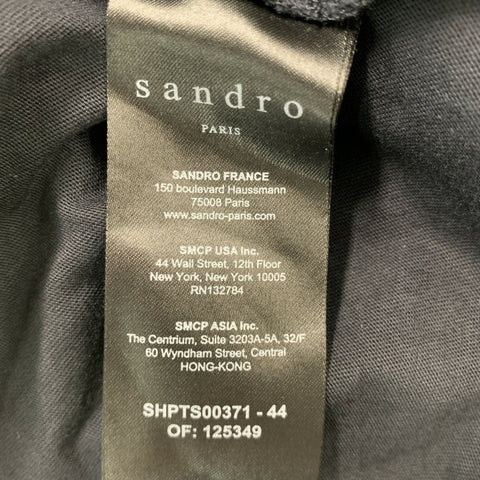 SANDRO Size M Black Embroidery Cotton T-shirt