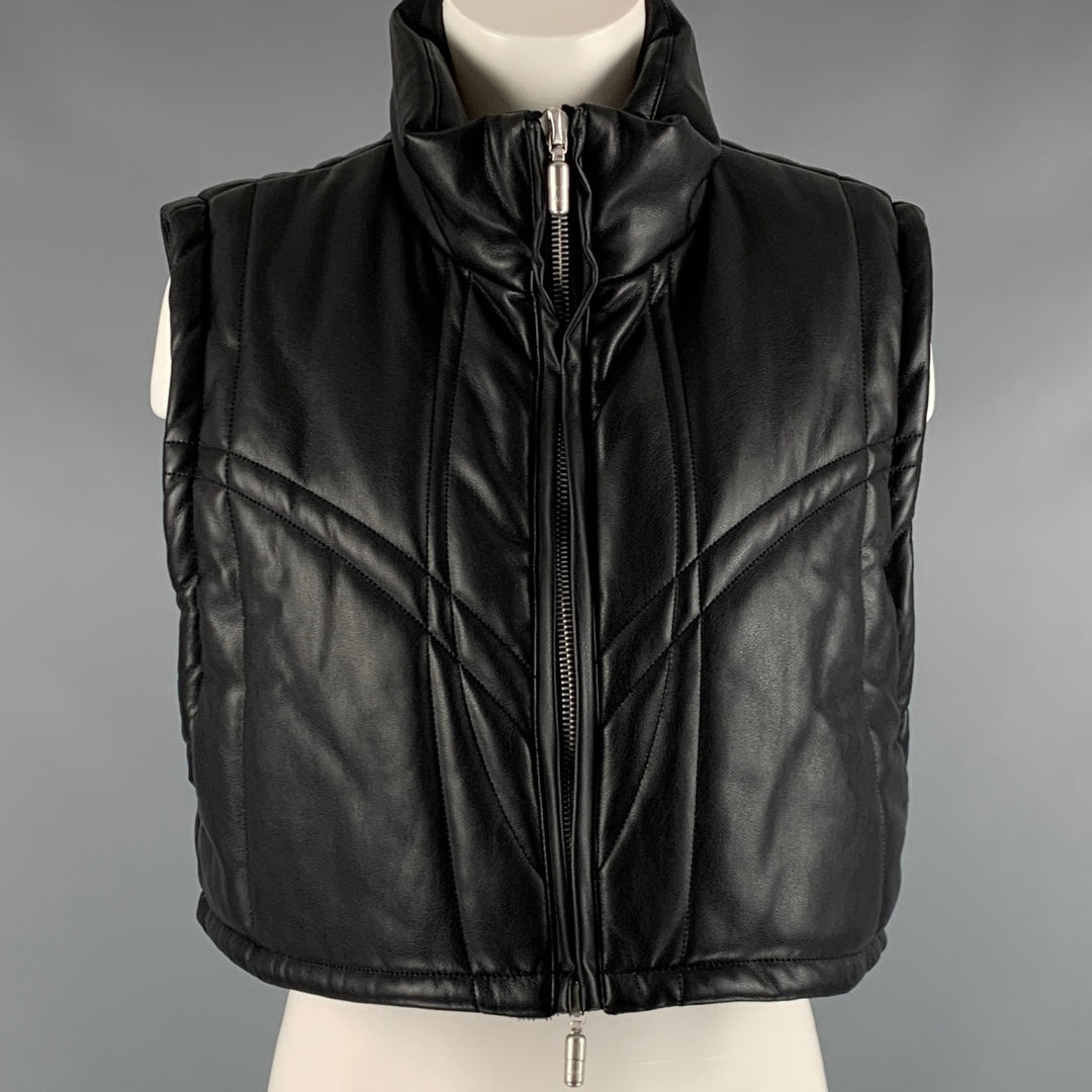 RHUDE Size S Black Quilted Faux Leather Cropped Vest