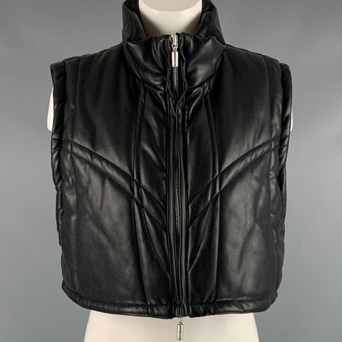 RHUDE Taille S Gilet court en simili cuir matelassé noir