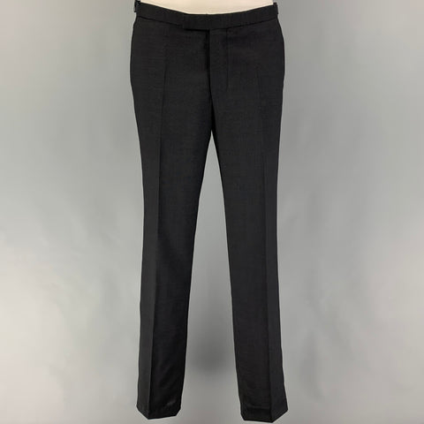 THE KOOPLES Size 38 Black Grid Wool Peak Lapel Tuxedo Suit
