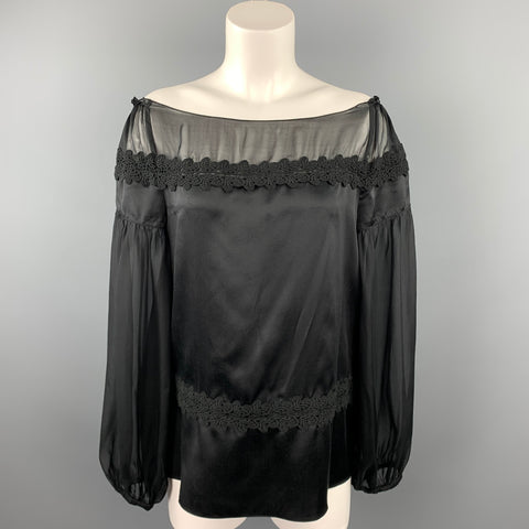 PHILOSOPHY di ALBERTA FERRETTI Taille 6 Blouse en soie satinée noire