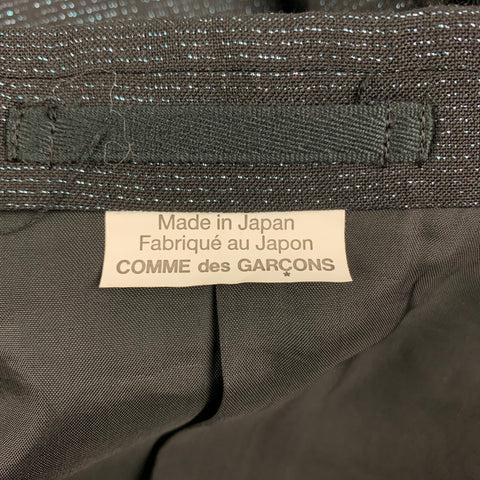COMME des GARCONS HOMME PLUS SS 19 Size L Black Blue Metallic Ruched Sport Coat