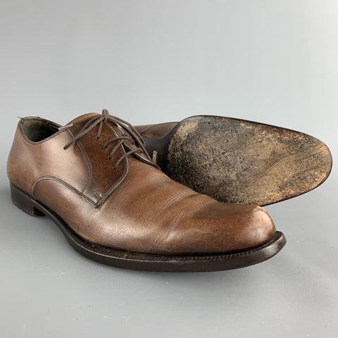 DOLCE & GABBANA Size 8 Cognac Leather Pointed Toe Lace Up Shoes