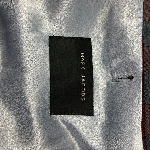 MARC JACOBS Size 42 Burgundy Grey Plaid Linen Notch Lapel Sport Coat