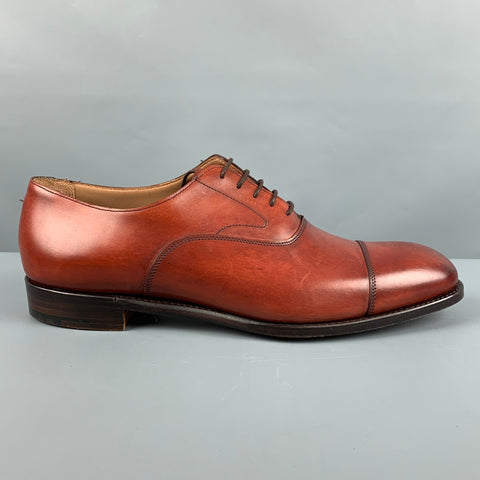 JOSEPH CHEANEY Size 10.5 Burgundy Solid Leather Cap Toe Lace Up Shoes
