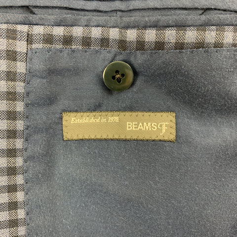 BEAMS Size 36 Navy Blue Checkered Wool Notch Lapel Sport Coat