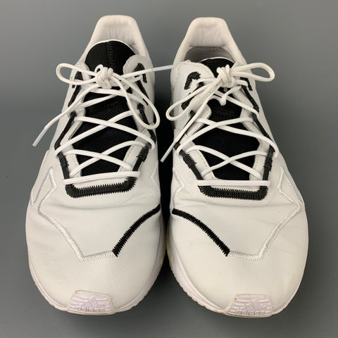 Y-3 by YOHJI YAMAMOTO Size 12 White Leather Lace Up Sneakers