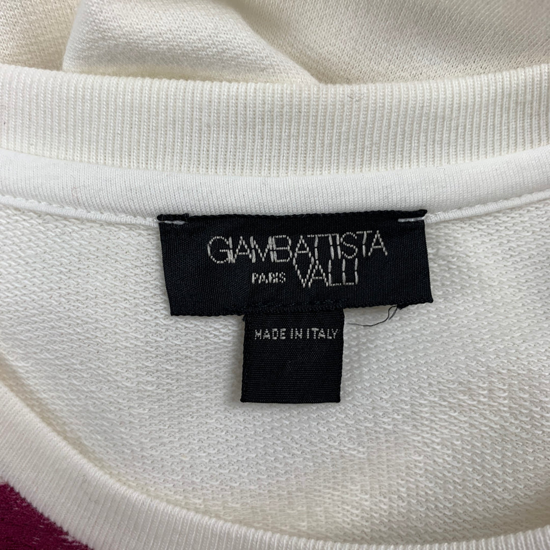 GIAMBATTISTA VALLI Size S White & Burgundy Cotton / Silk Floral Dress Top