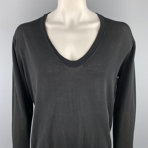 HOPE Size M Black Cotton Blend Scoop Neck Oversized Pullover