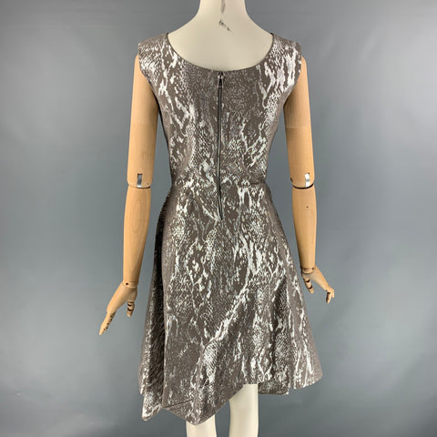 VIVIENNE WESTWOOD Size 2 Taupe &  Metallic Silver Cotton Blend Asymmetrical Dress