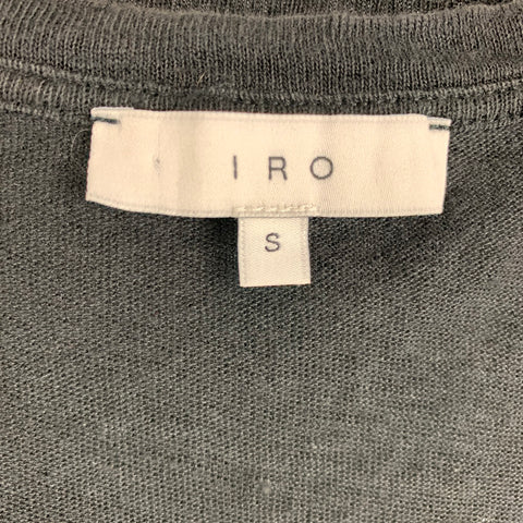 IRO Size S Black Distressed Linen Crew-Neck T-shirt
