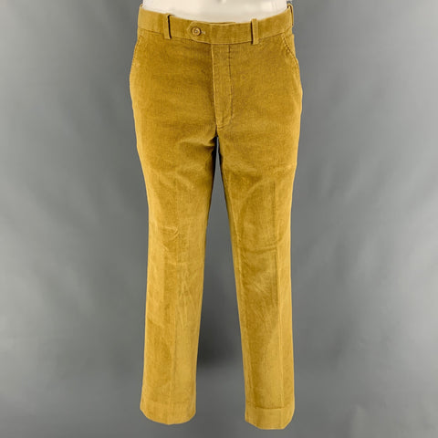 SAKS FIFTH AVENUE Size 40 Yellow Corduroy Notch Lapel Suit