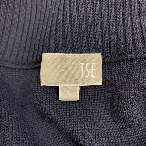 TSE Size S Navy Knitted Wool Zip Up Jacket
