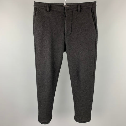 ROBERTO COLLINA Size 30 Black Textured Lana Wool Button Fly Casual Pants