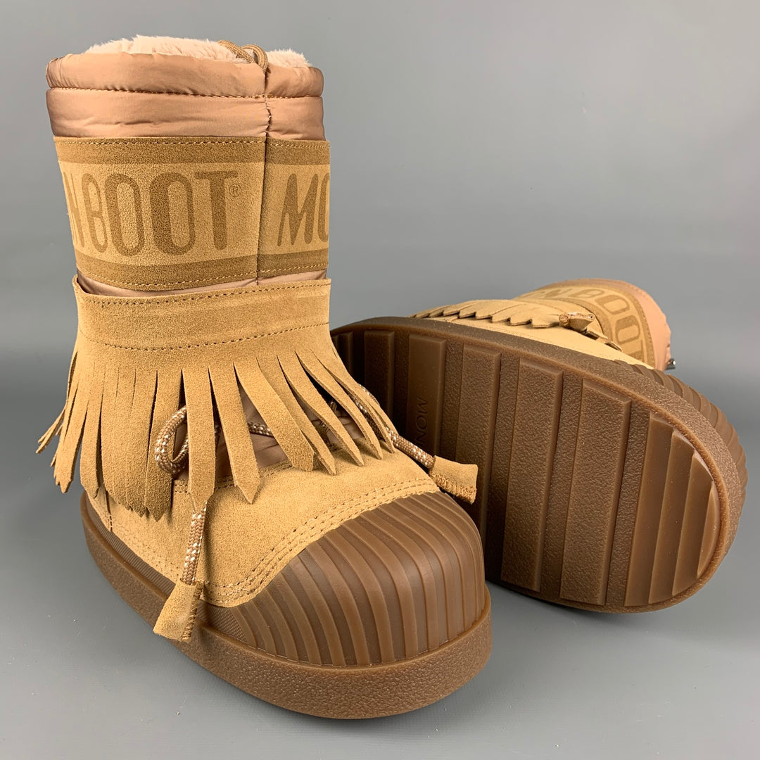 MONCLER GENIUS x PALM ANGELS Collection Size 6 Tan Suede Pull On Moon Boots