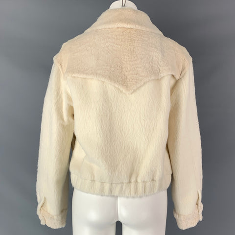 DIANE VON FURSTENBERG Size 8 Cream Wool / Alpaca Zip Up Jacket