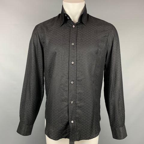 VERSUS by GIANNI VERSACE Size M Black Print Cotton / Silk Long Sleeve Shirt