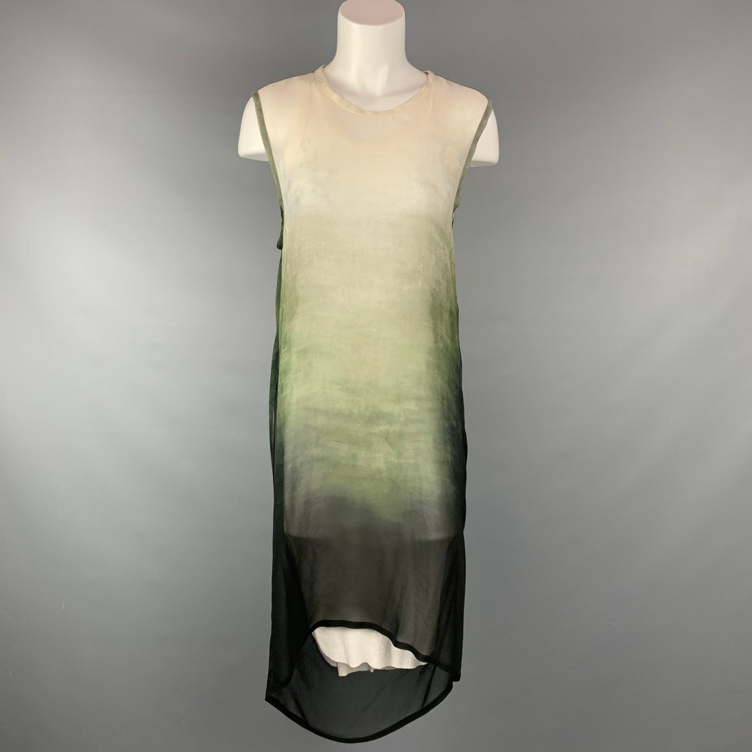 ANN DEMEULEMEESTER Size 6 Green & White Ombre Modal / Cashmere Dress