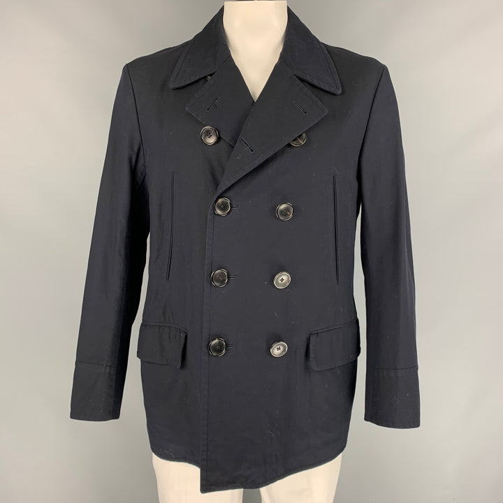 TOM FORD Size 46 Navy Cotton Double Breasted Peacoat