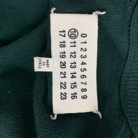 MAISON MARTIN MARGIELA Talla XL Cárdigan con botones de lana con bloques de color verde oliva
