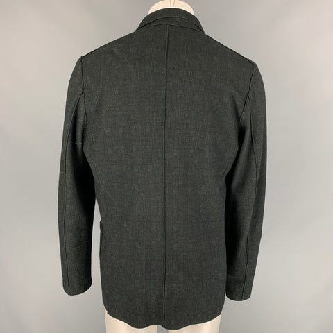 HARRIS WHARF LONDON Size 44 Green & Black Plaid Wool / Cotton Sport Coat