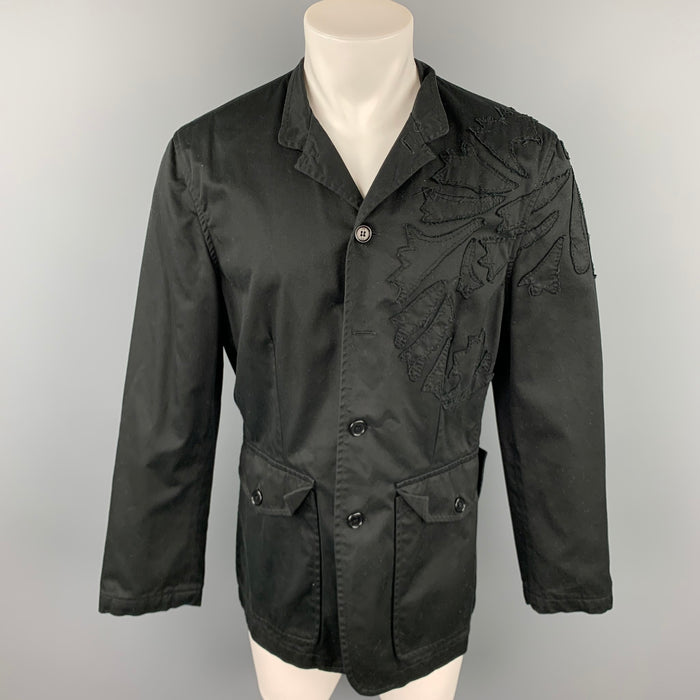 PS by PAUL SMITH Talla 40 Chaqueta con botones de algodón con parches negros