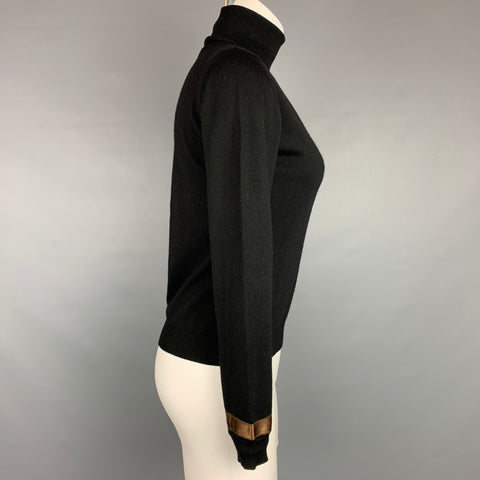 FABIANA FILIPPI Taille S Pull à col roulé en laine mérinos noir et marron