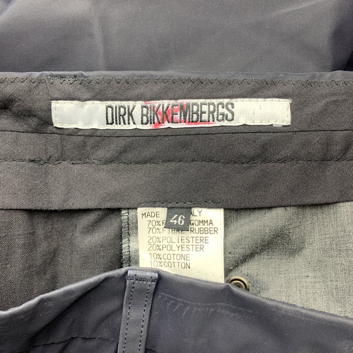 DIRK BIKKEMBERGS Size 30 Navy Rubberized Canvas Back Zip Pants