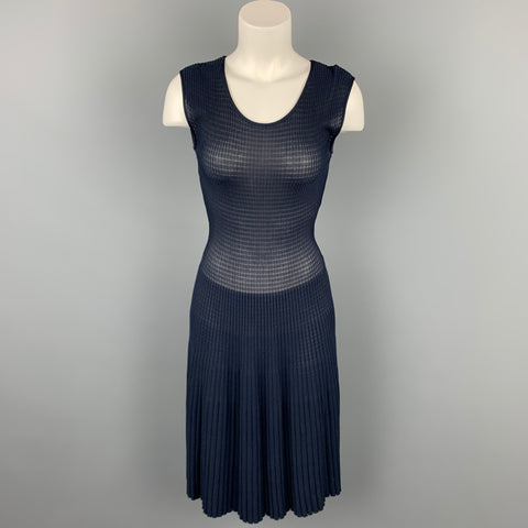 ARMANI COLLEZIONI Taille 2 Robe de cocktail sans manches en viscose / polyester marine