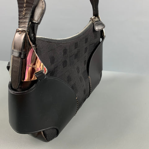 BALLY Black Fabric Leather Shoulder Bag Handbag