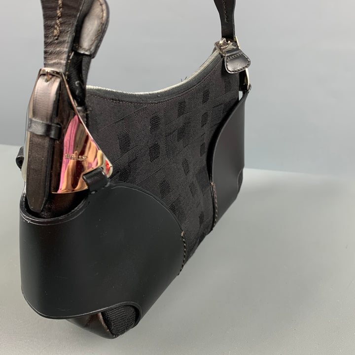 BALLY Black Fabric Leather Shoulder Bag Handbag