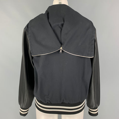 MAISON MARGIELA 2018 Size 2 Black White Polyester Blend Cut Out Jacket