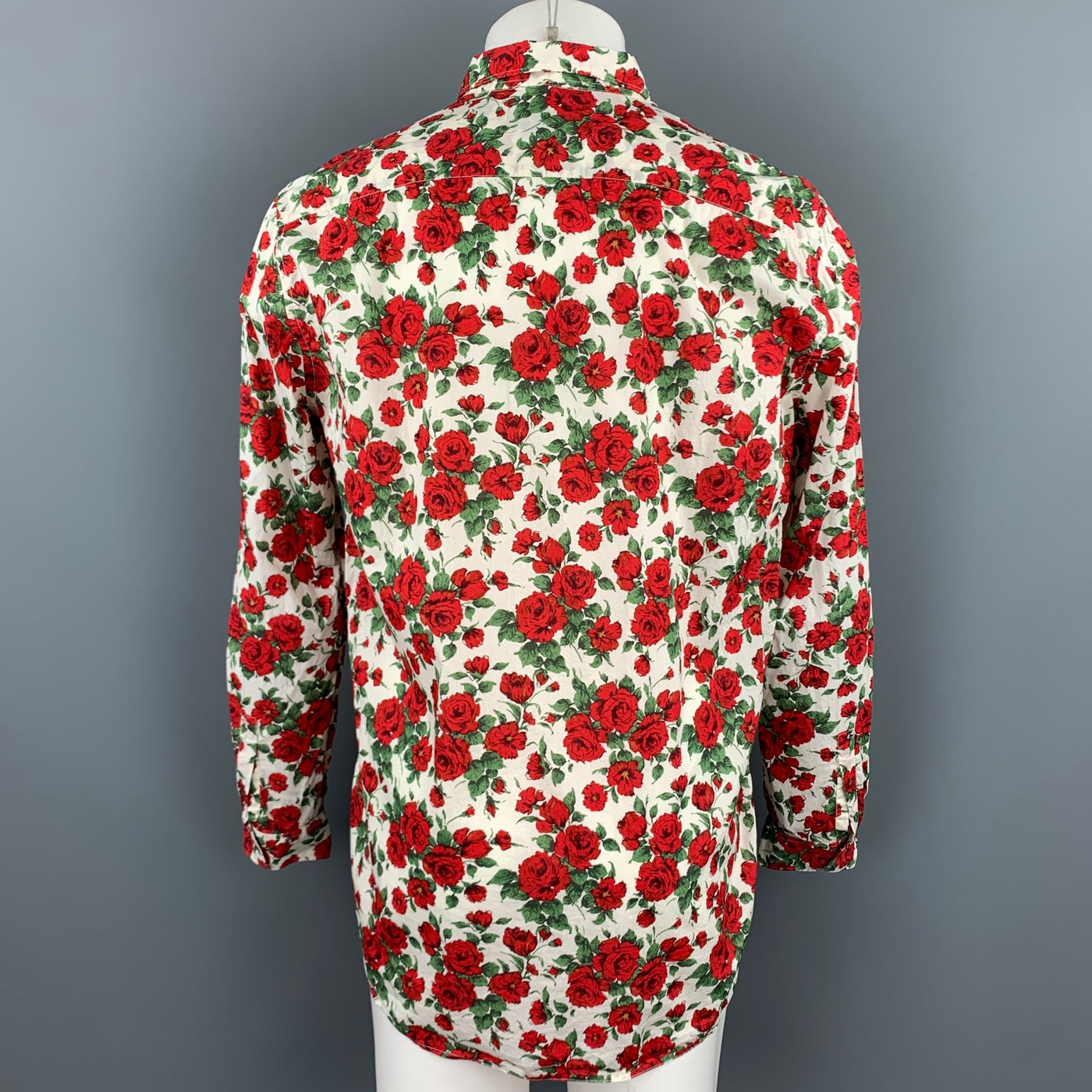 R. SCOTT FRENCH Size L Red & Green Floral Cotton Button Up Long Sleeve Shirt