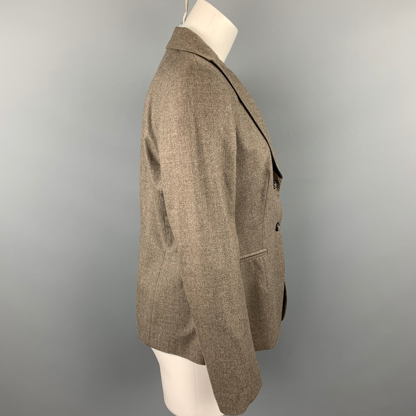 PIAZZA SEMPIONE Size L Taupe Wool Blend Notch Lapel Buttoned Blazer