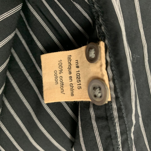 JOHN VARVATOS * U.S.A. Size M Black Grey Stripe Cotton Long Sleeve Shirt